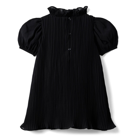 PLEATED CHIFFON PUFF SLEEVE DRESS - Picture 2 of 3